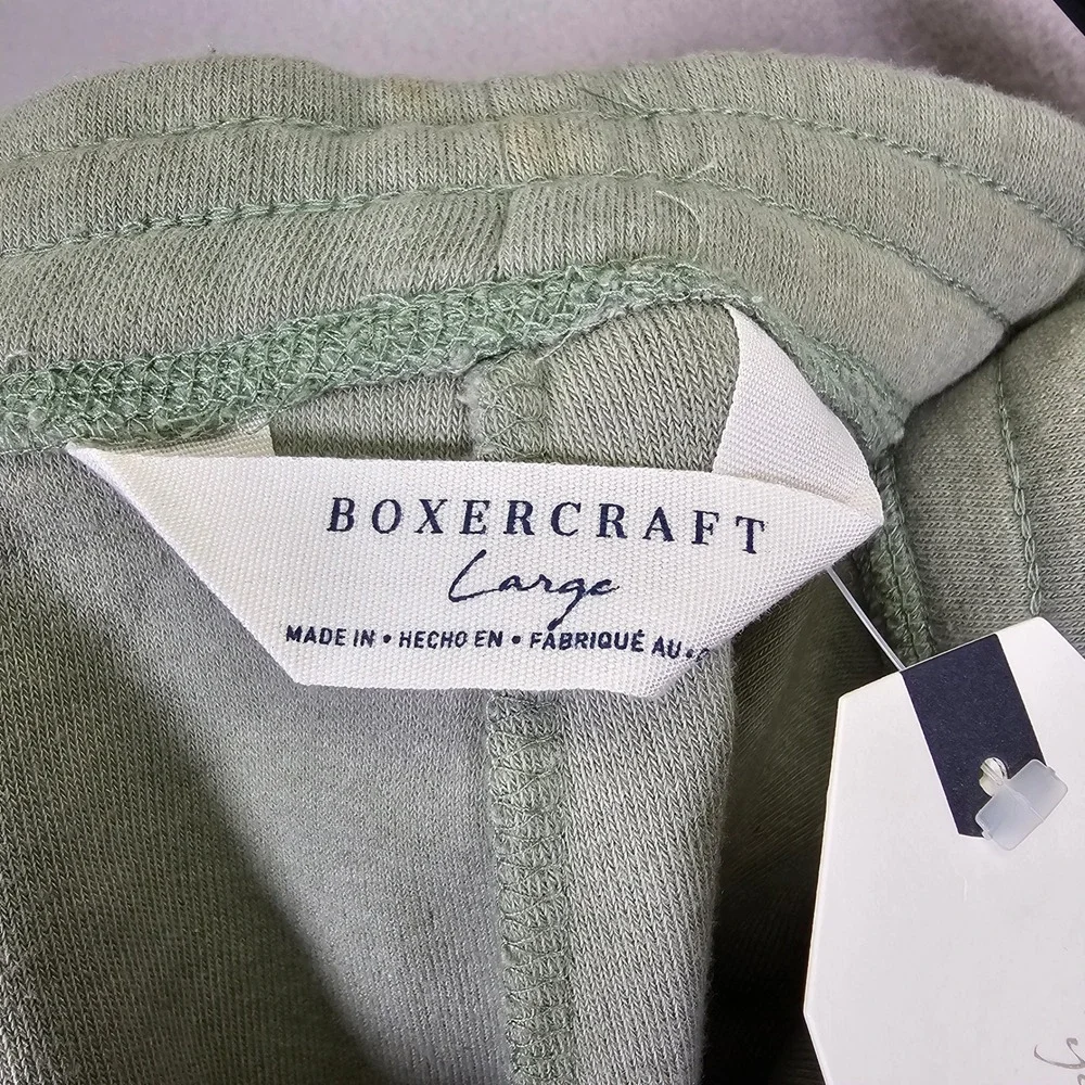 Boxercraft‎ Sage Green Fleece Lounge Shorts Embroidered Dog Heart Large NWT